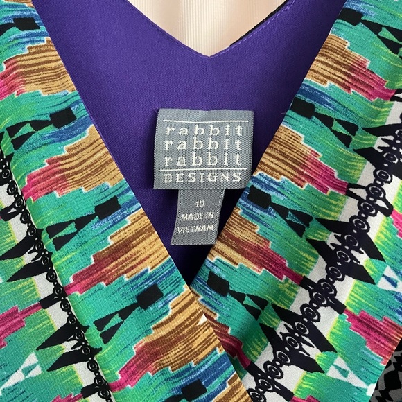 Blue and Pink Asymmetrical Wrap Sundress - Picture 3 of 7